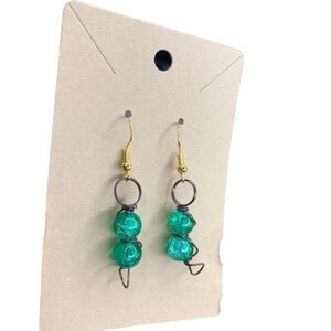 Green seaglass handmade earrings